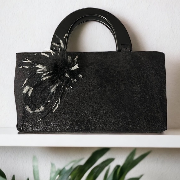 Michael Murrillo Handcrafted Black Handbag with Wooden Handles - Picture 7 of 7